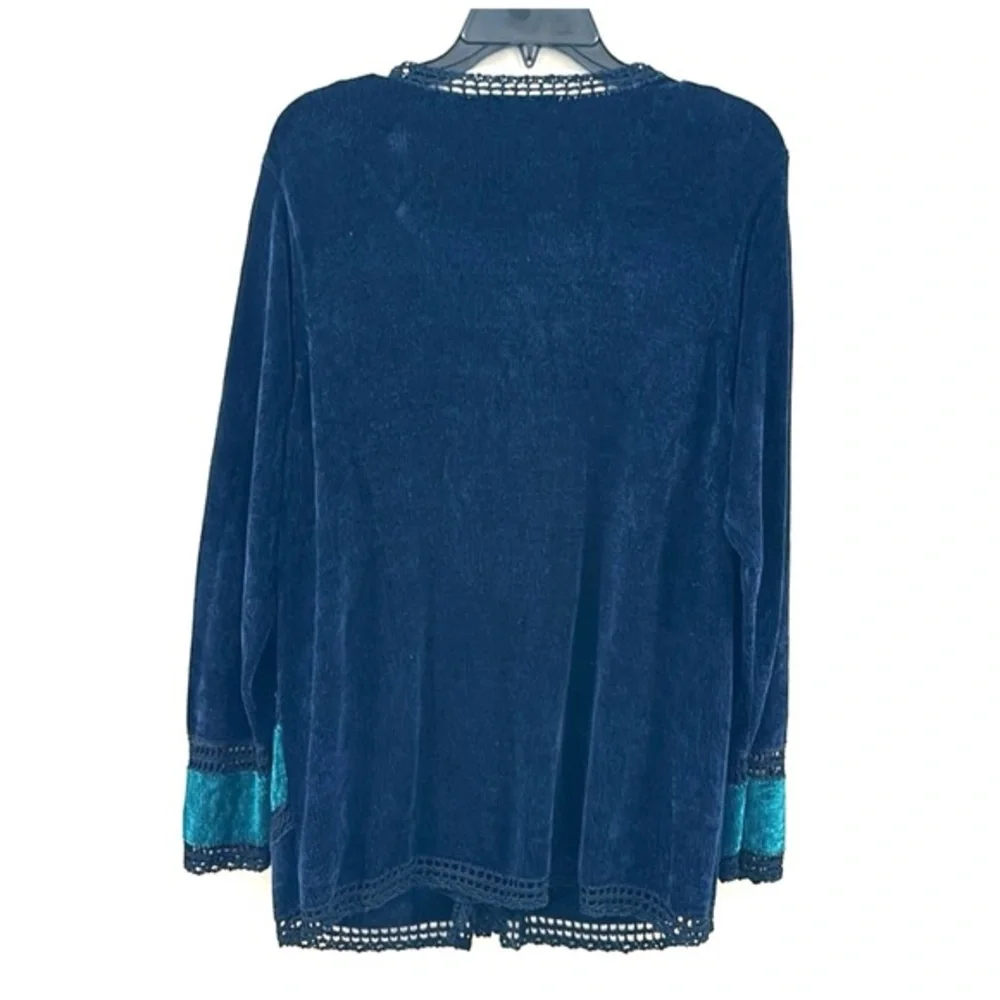 Vintage PICCALINO WOMAN Velvety 1pc Knit Soft Cardigan Blue/Green Size 18 - Picture 6 of 7